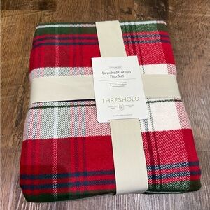 Full/Queen Brushed Cotton Blanket Red Plaid - Threshold™